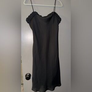 Jump Black Slip Dress with Rosette Straps